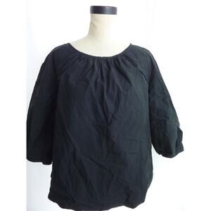 NWT Everlane Black Poplin Scoop Neck Shirt Top M